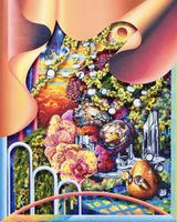 Still life with sunset and orchid by Choi Eun Joung contemporary artwork painting