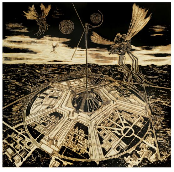 Film Scene Design - Big Square by Sun Xun contemporary artwork Painting