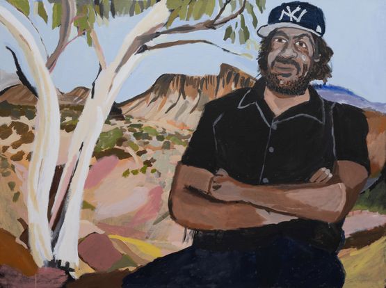 Desert Songs self-portrait by Vincent Namatjira contemporary artwork Painting