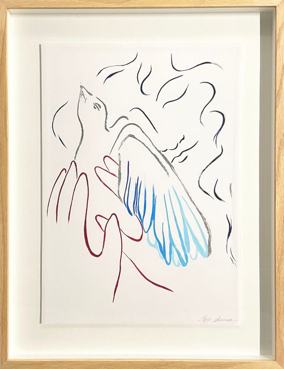 Song of the Birdcatcher  Jacques Prevert by Tess Dumon contemporary artwork Painting