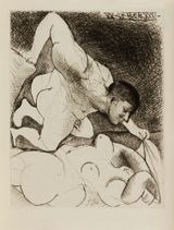 Homme devoilant une femme Suite Vollard by Pablo Picasso contemporary artwork print