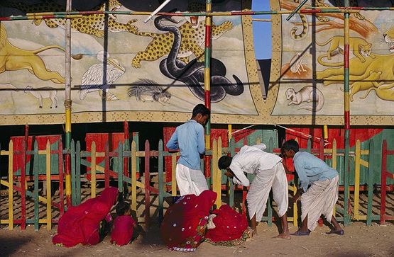 Curious Villagers Outside a Circus Pushkar by The Estate Of Raghubir Singh contemporary artwork Photography