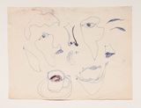 Gesichtsteile mit Tasse by Chris Reinecke contemporary artwork works on paper