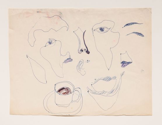 Gesichtsteile mit Tasse by Chris Reinecke contemporary artwork Works on Paper