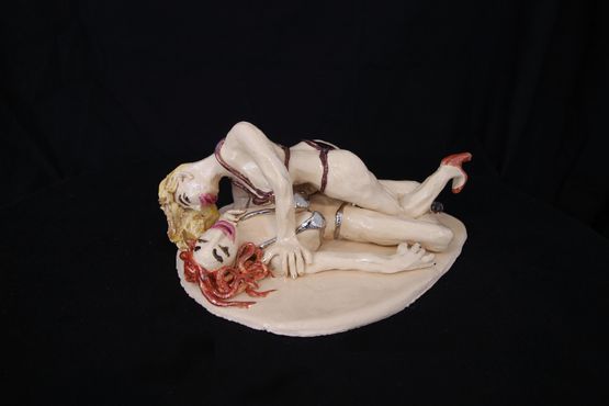 Pile of two nameless women in bikinis by Ioana Maria Sisea contemporary artwork Sculpture
