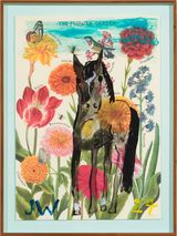 Black colt and flowers by Jenny Watson contemporary artwork painting works on paper