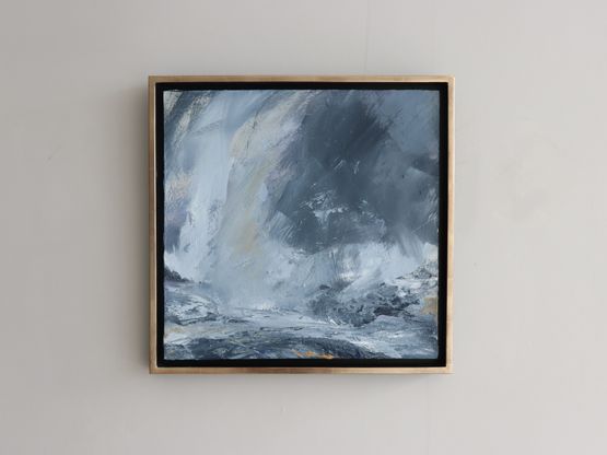 Sea state force 7 - Rain storm over the sea Burrastow by Janette Kerr contemporary artwork Painting