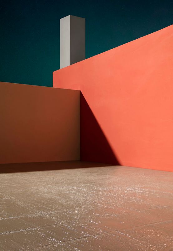 Courtyard with Orange Wall by James Casebere contemporary artwork Photography