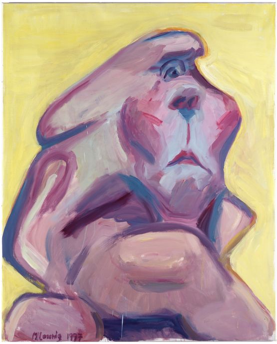 Selbstportrait als Einaugige Self Portrait as One Eyed by Maria Lassnig contemporary artwork Painting