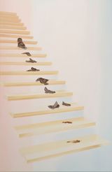 Shit Mom Ascending a Staircase Split by Tala Madani contemporary artwork painting