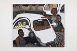 Pulling up two white cars four trees at night by Jonathan Lyndon Chase contemporary artwork painting