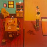 No One Lit the Lamp100 x 100 cmJLK25007Justin LokeNo One Lit the Lamp 2025 by Justin Loke contemporary artwork painting