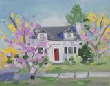 Spring trees Pink and Yellow by Maureen Gallace contemporary artwork painting