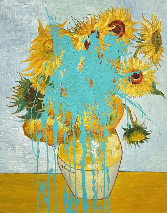 Twelve Sunflowers 1889 by Claire Fontaine contemporary artwork Painting