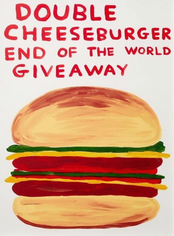 Double Cheeseburger End of the World Giveaway by David Shrigley contemporary artwork Print