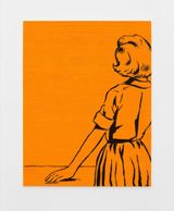 Woman Staring into Space by Farhad Moshiri contemporary artwork mixed media textile