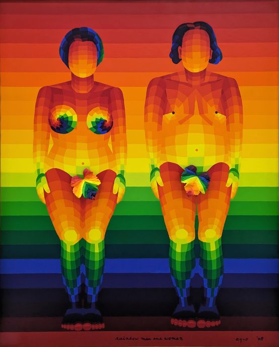 Rainbow Man and Woman by Ay-O contemporary artwork Painting