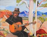 Desert Songs Frank Yamma by Vincent Namatjira contemporary artwork painting works on paper