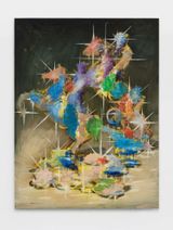 Painting of A Golden Sculpture Covered With Colors by Zhou Yilun contemporary artwork painting
