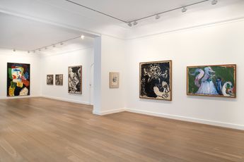 Contemporary art exhibition Pierre Alechinsky Karel Appel Travaux a deux pinceaux 19761978 at Galerie Lelong 13 Rue de Teheran Paris France