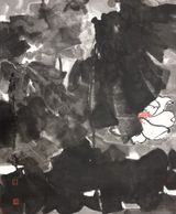 Semi-abstract Lotus S69-10 by Lui Shou-Kwan contemporary artwork painting works on paper