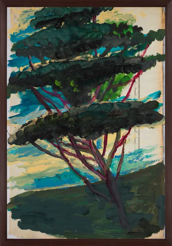 Portrait of Italy Through Its Trees Painting on Map XXIII by Julian Schnabel contemporary artwork Works on Paper
