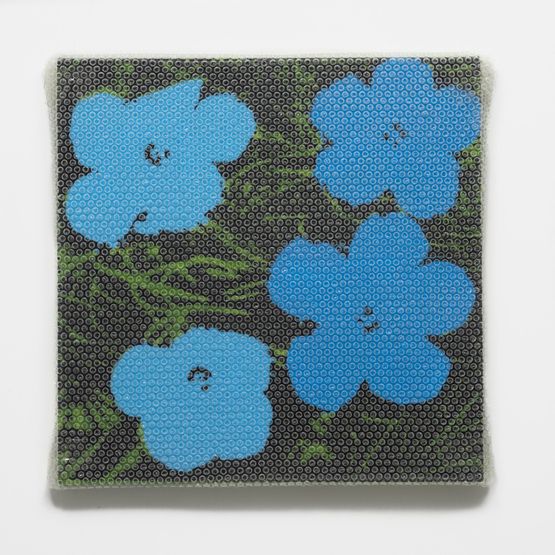 Flowers with Bubble Wrap and Packing Tape by Tammi Campbell contemporary artwork Painting