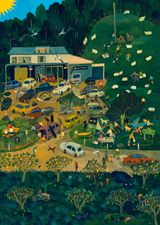 New Years at the Seabreeze Supermarket by Nicola Gower Wallis contemporary artwork painting works on paper
