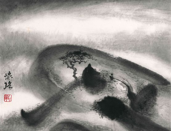 Cloudy Mountain with Pine by Kan Tai Keung contemporary artwork Works on Paper