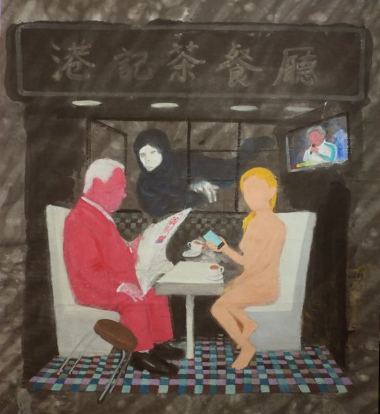 Tea House by Wong Shun Kit contemporary artwork Painting