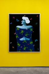 Frogs and Butterfly Portrait by Nicolas Party contemporary artwork drawing