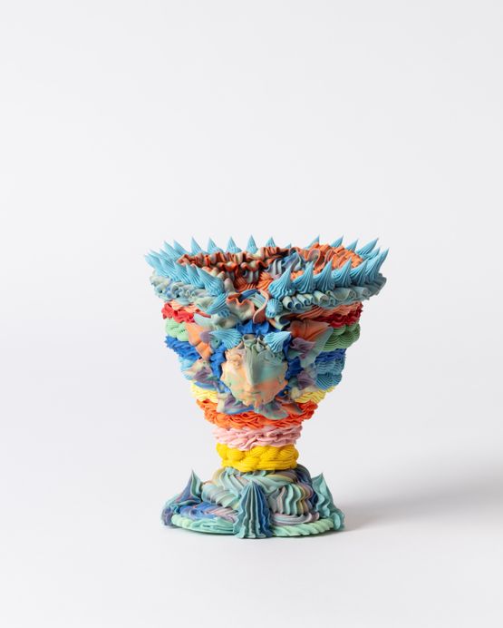 Polychrome urn with horned woman III by Ebony Russell contemporary artwork Sculpture