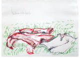 Tenderse en la hierba Serie La infiel CAP Ill El mito de la sirena by Magali Lara contemporary artwork works on paper drawing