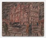 Red Brick School Building Winter by Leon Kossoff contemporary artwork painting