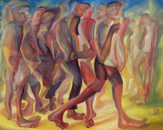 Night Walk by Alvin Ong contemporary artwork Painting