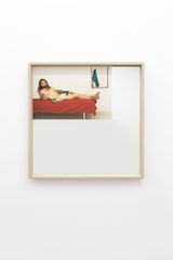 Me photographing Rickard reclining in silk by Lyndal Walker contemporary artwork print sculpture