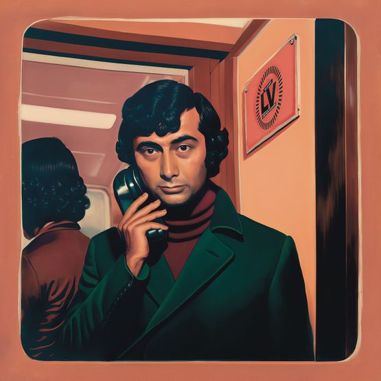 Dad with phone by Sabrina Tirvengadum contemporary artwork Print