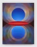 Overview Effect in blue and red with large mandorla by Loie Hollowell contemporary artwork Painting
