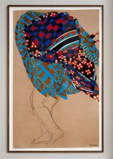 Standing Woman Multi Stripes by Sydney Albertini contemporary artwork painting works on paper drawing