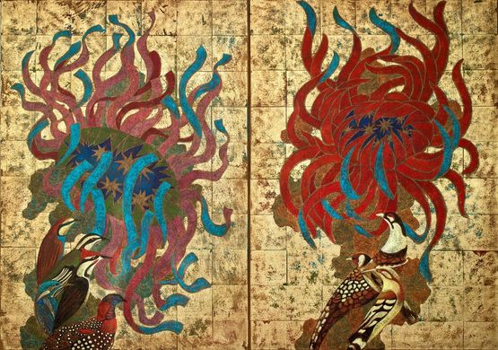 Autumn diptych by Timur DVatz contemporary artwork Mixed Media