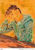 Self portrait at the Table Orange - Signed by Claire Tabouret contemporary artwork Print
