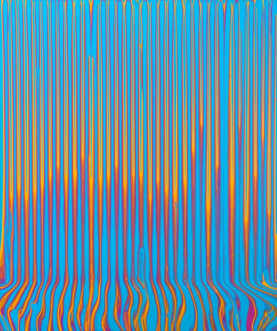 Resonator Blue Yellow Magenta by Ian Davenport contemporary artwork Painting