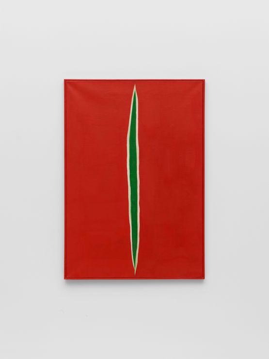 Untitled pre-bribes de corps red by Huguette Caland contemporary artwork Painting