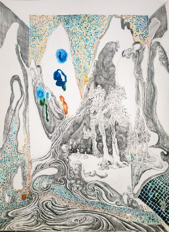 Digital and Landscape-Flowing Water by Lin Guocheng contemporary artwork Painting