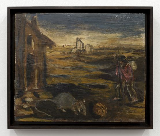 Untitled Paesaggio con figura umana topo e noce by Luigi Zuccheri contemporary artwork Painting
