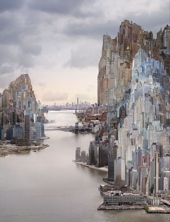 Twin Bridges by Yang Yongliang contemporary artwork Print