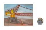 Notes from the Ship-Breaking Yard cranes ampwatchmen by Bhasha Chakrabarti contemporary artwork painting