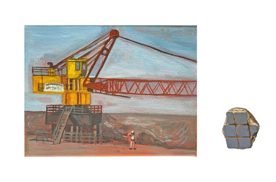 Notes from the Ship-Breaking Yard cranes ampwatchmen by Bhasha Chakrabarti contemporary artwork Painting
