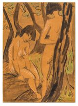 Zwei Madchen im Wald by Otto Mueller contemporary artwork works on paper
