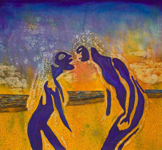 How do we come to be here next to each other in the light by Sola Olulode contemporary artwork Painting